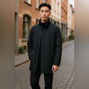 Jean-Paul Germain $300 utility rain coat with zip-out liner zipper jacket Medium